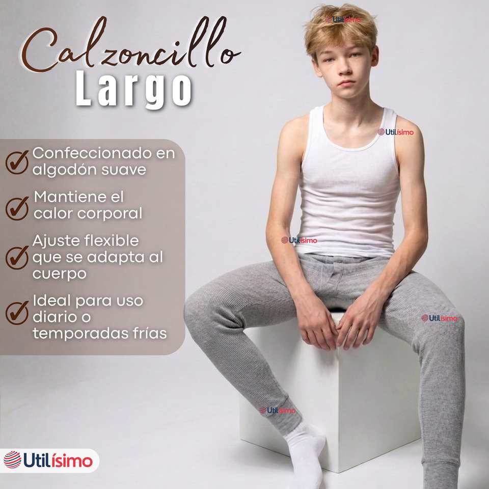Pack 3 Calzoncillos Largos Algodón Calza Hombre Invierno Primera Capa
