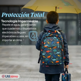 Mochila Bolso Escolar + Lonchera + Estuche 45Cm Niño Tela Oxford Dinosaur