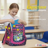 Mochila Escolar Bolso Con Estuche + Lonchera 45Cm Tela Oxford Niña Kitty Love