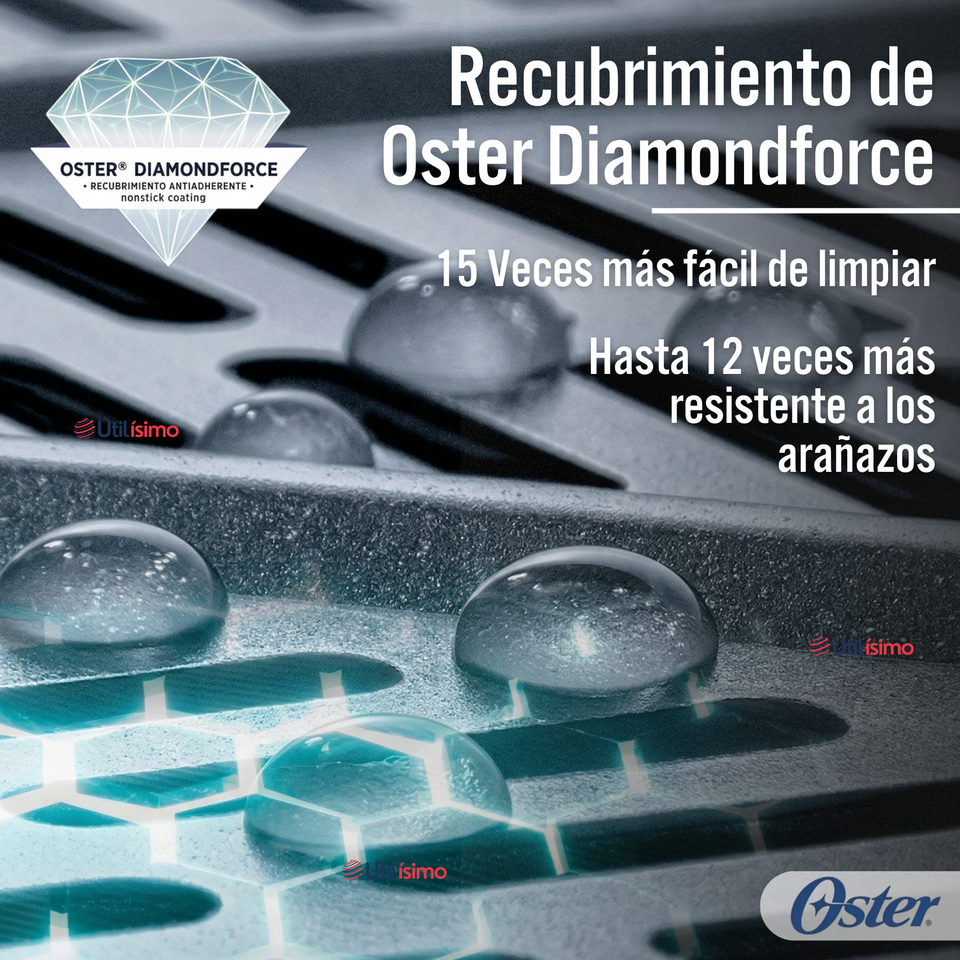 Freidora de aire digital Oster®, con recubrimiento Oster® DiamondForce, 7.5L de capacidad, CKSTAF75WDSSDF 1600W