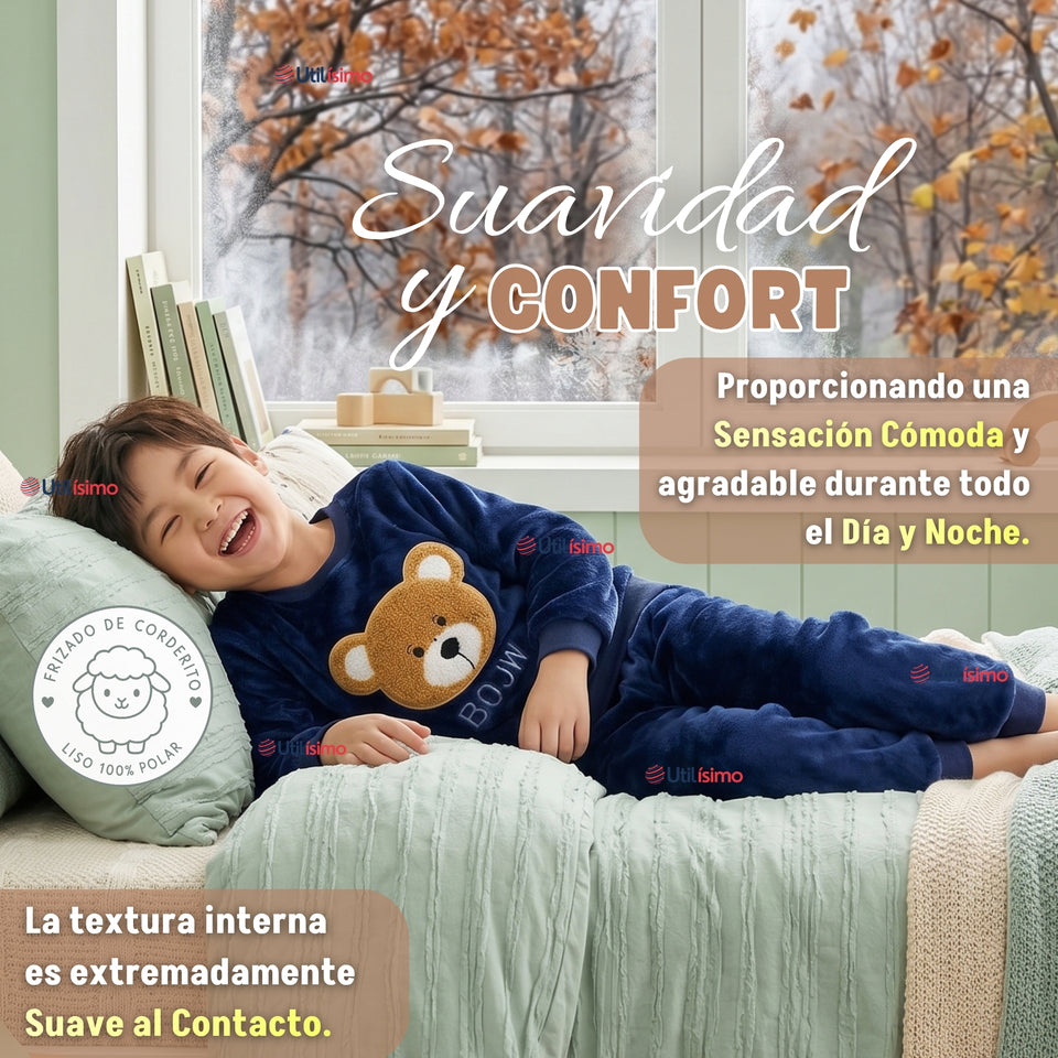 Conjunto Buzo Polerón Frizado Niños Bebes Corderito Liso 2 Piezas
