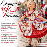 Vestido Chinita Huasa Niña Rojo Floreado Cueca Fiestas Patrias