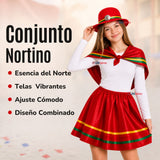 Pack 3 Trajes Nortinos Juvenil Con Poleras 4 Piezas Rojo Baile Típico Fiestas Patrias