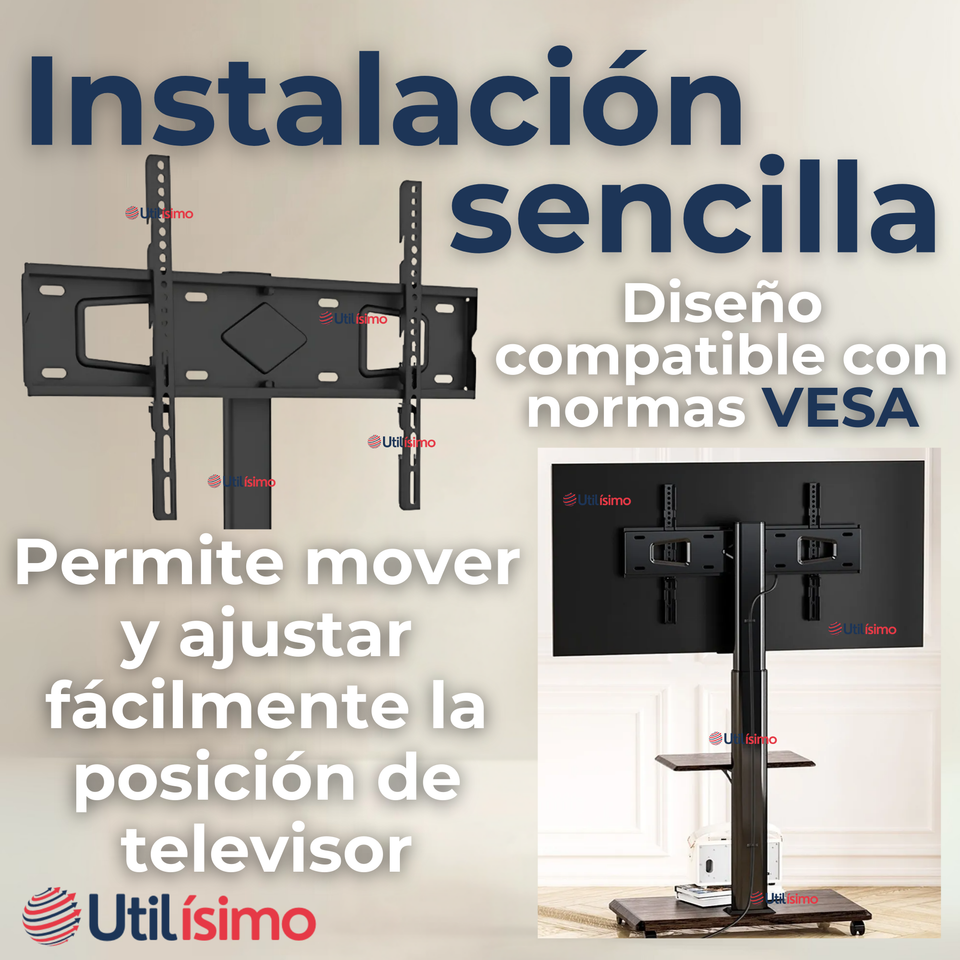 Soporte TV Premium Portátil Con Ruedas 45Kg 26 a 75 Pulgadas 26 32 40 43 50 55 60 65 70 75