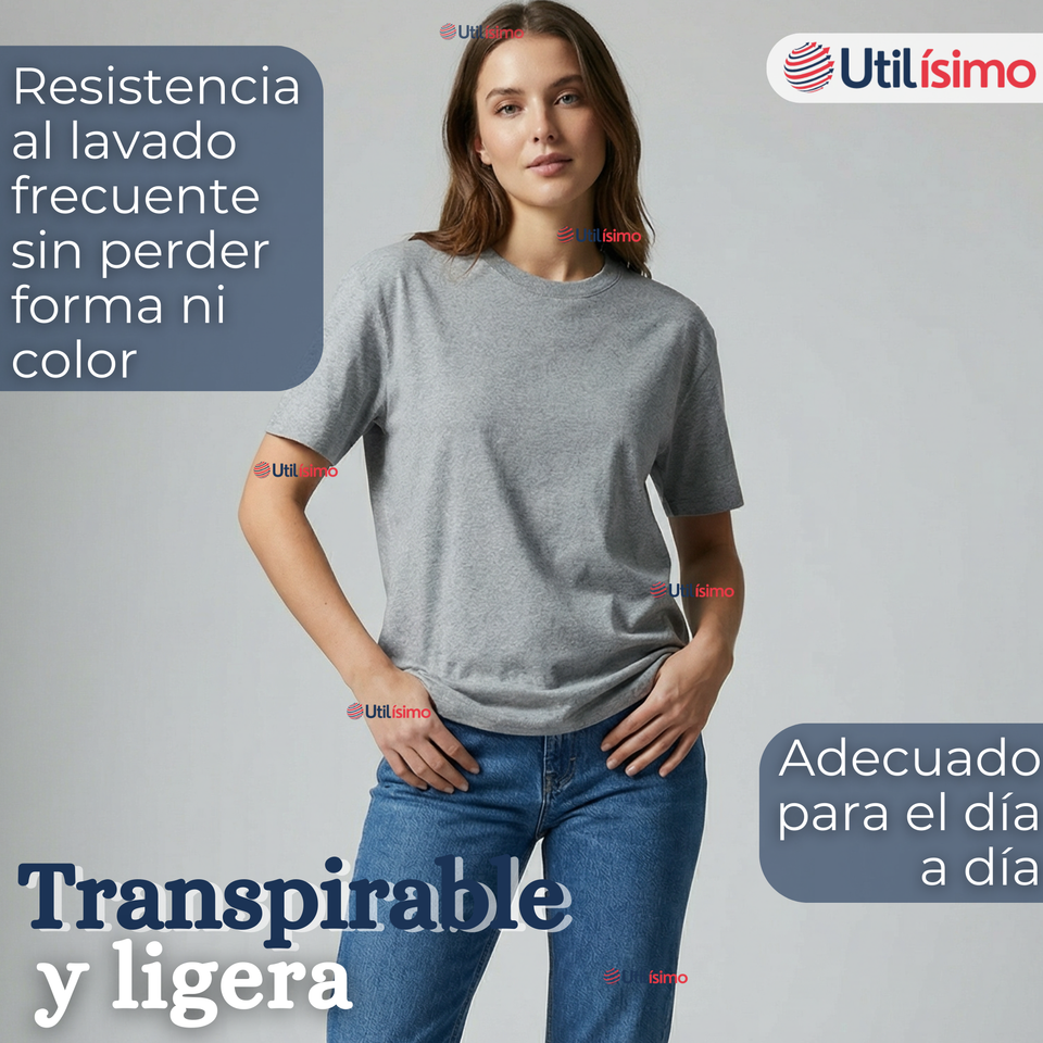 Pack 3 Camisetas Poleras 100% Algodón Básica Lisa Elástica Mujer Colores Surtidos