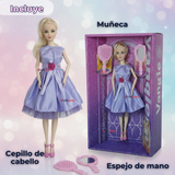 Set de Juego Muñeca Princesa Con Espejo Y Peine