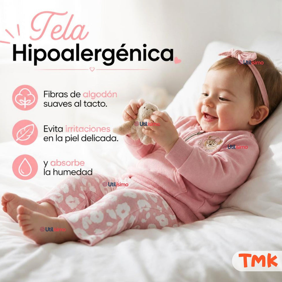 Conjunto 2 Piezas Polerón y Pantalón Buzo 100% Algodón Bebé Niña Tedmimak Beautiful flowers