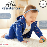 Conjunto 3 Piezas Buzo Pantalón Polerón Body De Algodón Azul Corazones Bebé Niña