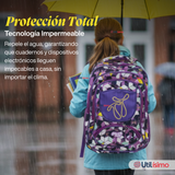 Mochila Escolar Bolso Con Estuche 43Cm Tela Oxford Niña Beautiful Flowers