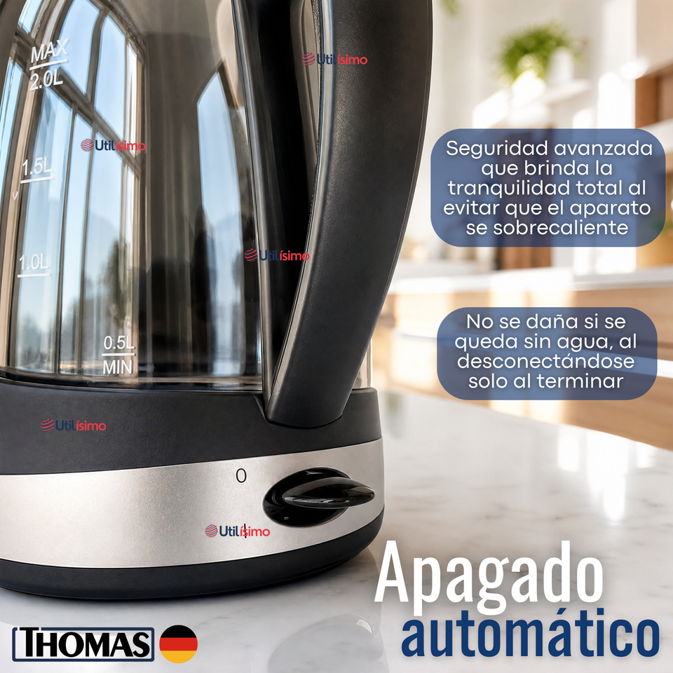 Hervidor Eléctrico Thomas 2lt Alta Potencia Tecnologia Alemana Negro