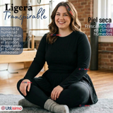 Pack 6 Camisetas Poleras Bambú Primera Capa Negro Manga Larga Mujer