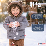 Parka Osito Con Capucha Manga Larga Gris Niño Infantil