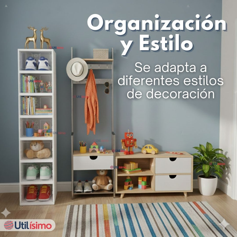 Zapatera Plegable 6 Niveles Cajas Organizadoras Apilable Color Blanco