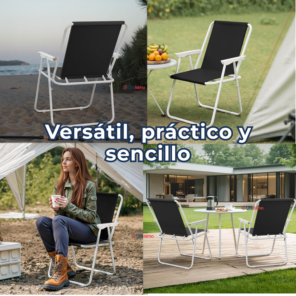Pack 2 Sillas Plegables Portátil Playa Camping Picnic Colores Surtidos