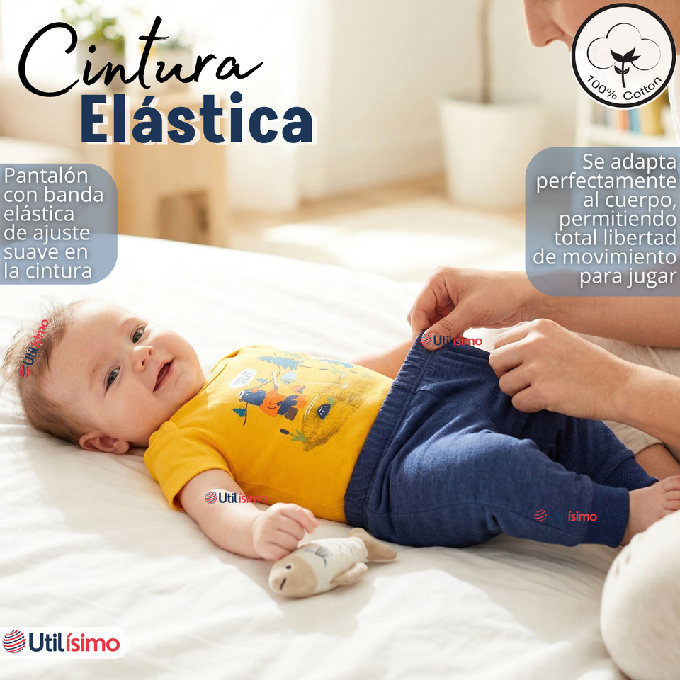Conjunto 3 Piezas Buzo Pantalón Polerón Body De Algodón Amarillo Osos Bebé Niño