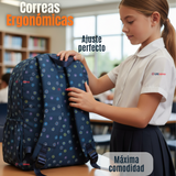 Mochila Escolar Con Estuche 46cm Poliéster Impermeable Niña Juvenil