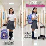 Mochila Hello Kitty Escolar Con Ruedas + Estuche + Lonchera Desmontable Poliéster Lila Niña