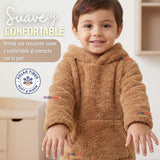Buzo Polerón Conjunto Polar Niño Con Capucha Unicolor Café