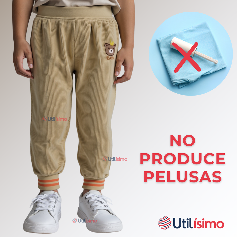Buzo cotelé forrado en Polar Niño Pantalón Beige