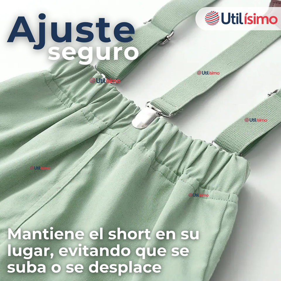 Conjunto de Vestir con Tirantes Camisa Pantalón Corto Algodón