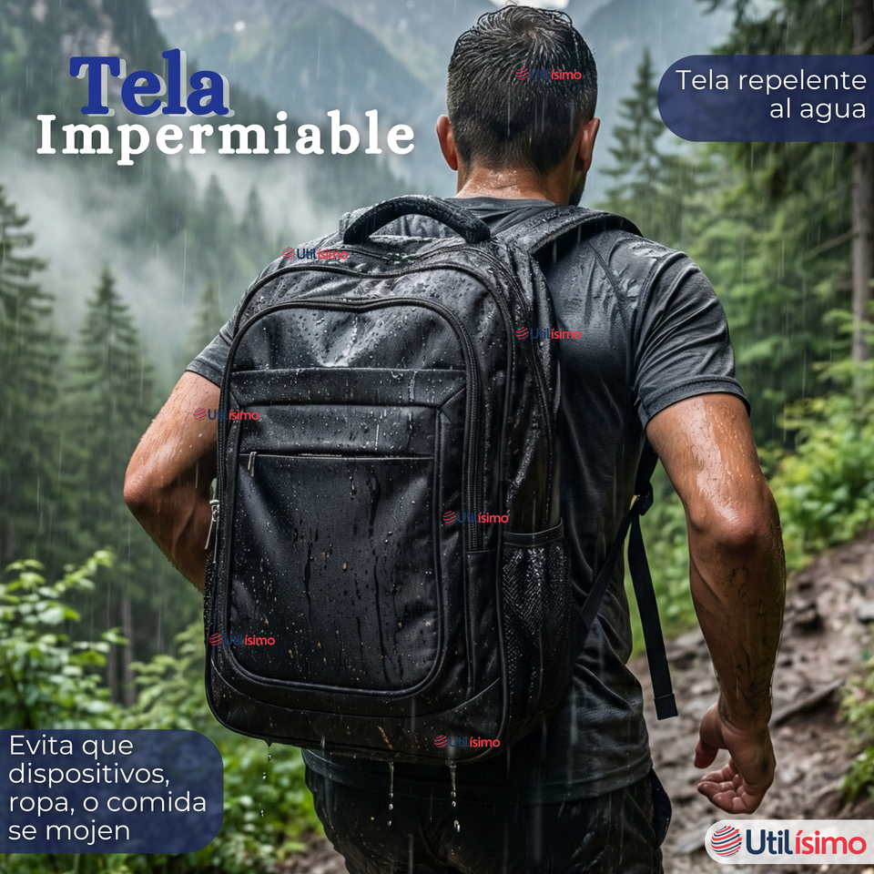 Mochila Escolar Ejecutiva Notebook Impermeable Resistente 53cm Negro 28L