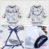 Pack 6 Babero Delantal Impermeable Premium Con Mangas Larga Para Bebe Y Niño