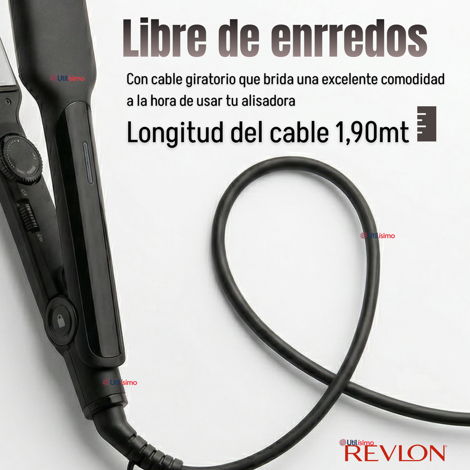 Plancha Alisadora De Cabello Revlon Placas De Cerámica  RVST2182 Alaciadora Negra