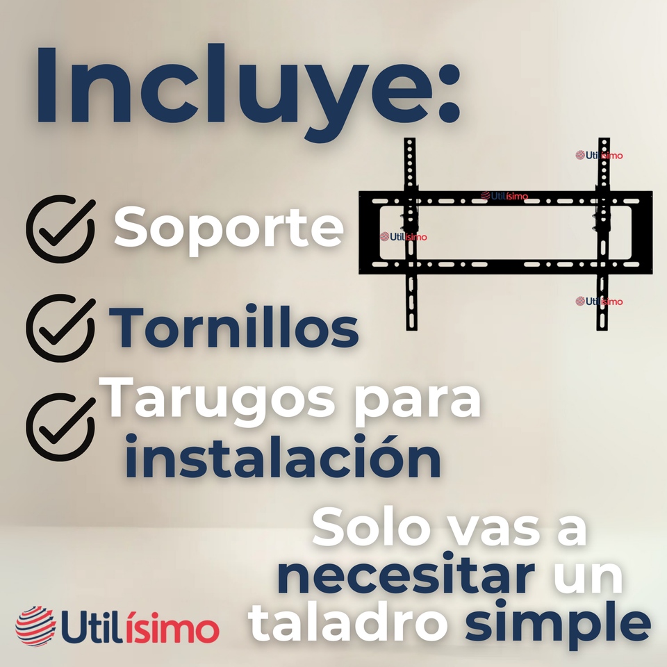 Soporte TV Pared Fijo 45Kg 40 a 80 Pulgadas 40 42 43 48 49 50 55 58 60 65 70 75 77 80
