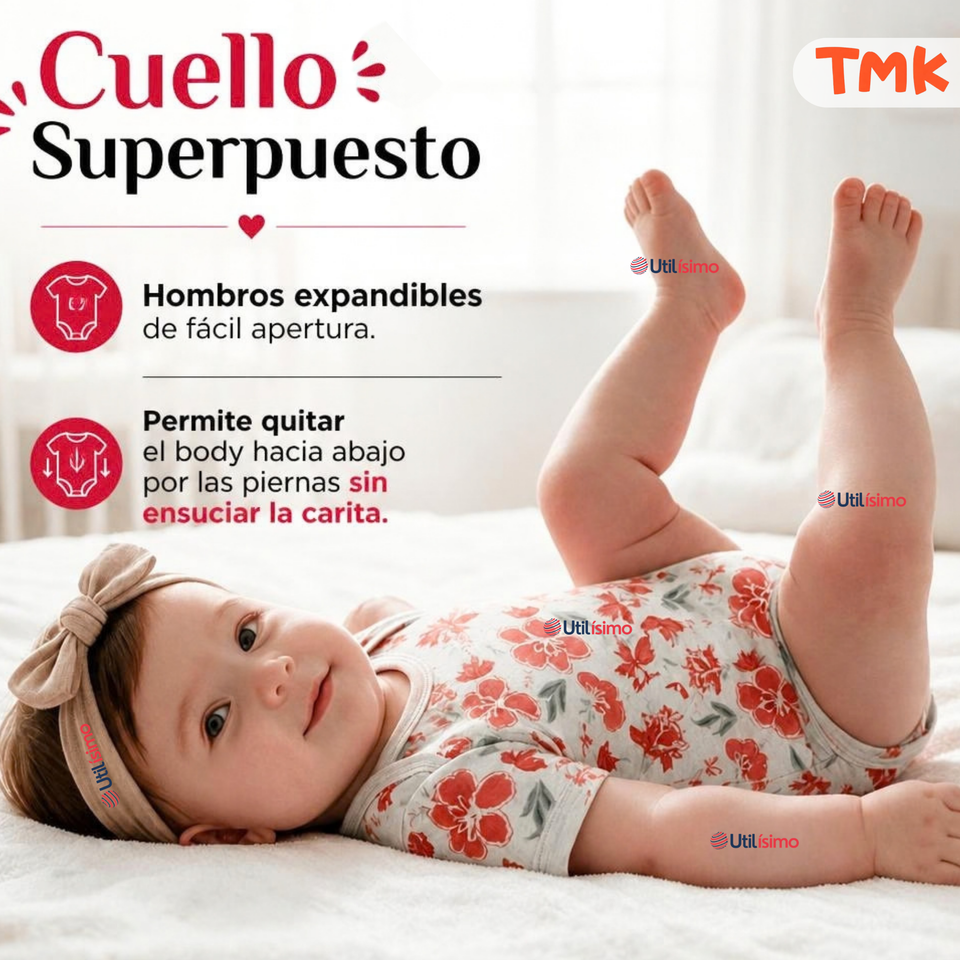 Pack 5 Bodys Manga Corta %100 Algodón Tedmimak Niña Lovely Bella