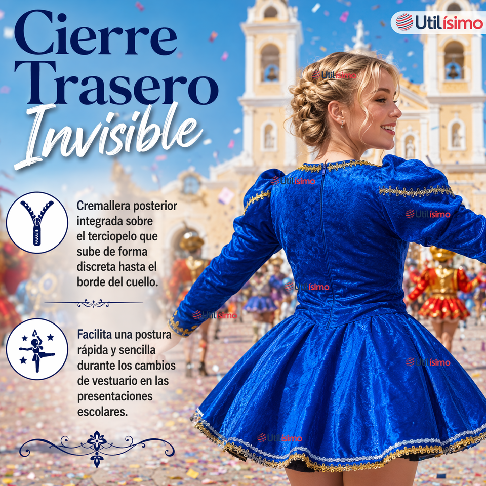 Traje Caporal Típico Tradicional Azul 2 Piezas Juvenil Fiestas Patrias