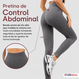 Calza Acanalada Cotelé Polar Con Chiporro Térmica Mujer Elásticada Gris Melange