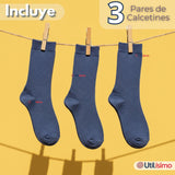 Pack 3 Calcetínes Escolares Corto Algodón Azul Niño Juvenil