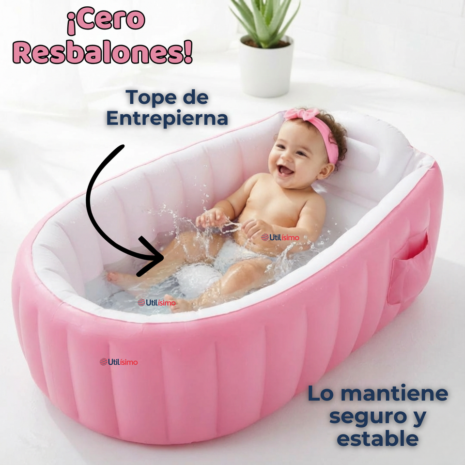 Bañera Inflable Plegable Portátil Para Bebés Con Bomba Aire Niña Rosado