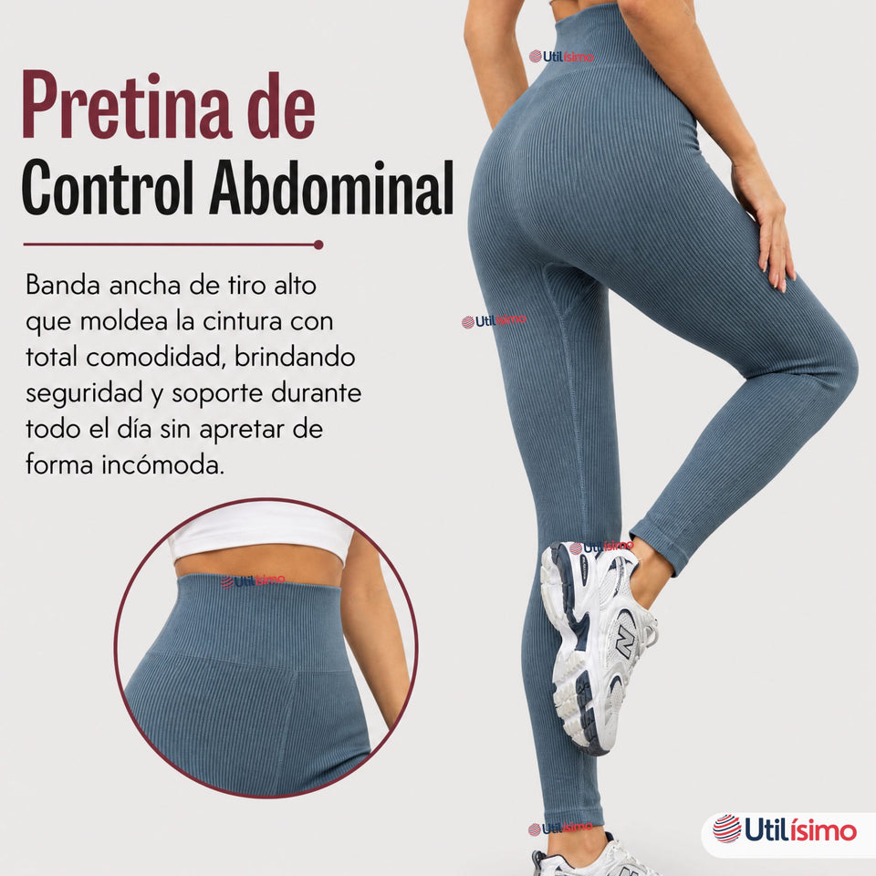 Calza Acanalada Cotelé Polar Con Chiporro Térmica Mujer Elásticada Aquamarine
