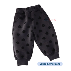 Pantalón Estampado Polar Termico Niño Negro Jump Kids