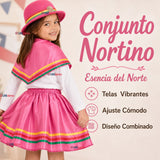 Pack 3 Trajes Nortinos Niña 3 piezas Fucsia Baile Típico Fiestas Patrias