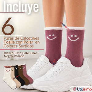 Pack 6 Pares Calcetines Toalla Mujer Polar Surtidos Gruesos