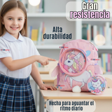 Mochila Escolar Con Estuche 33cm Poliéster Impermeable Unicornio Niña