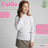 Pack 3 Poleras Camisetas Bambú Blancas Cuello Beatle Primera Capa Manga Larga Niña