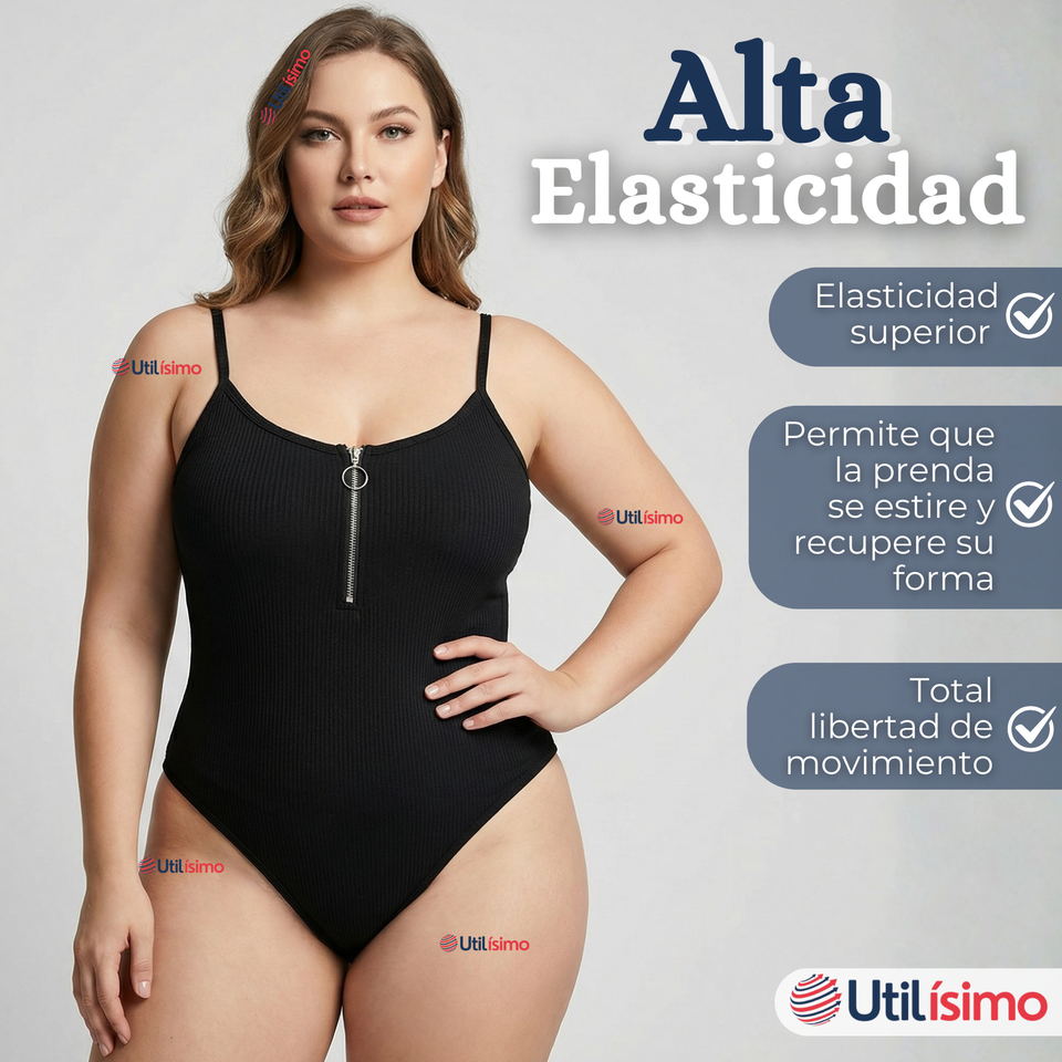 Body Con Cierre Delantero Sin Mangas Ligero Sutil Colores Surtidos Mujer
