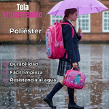 Mochila Escolar Con Ruedas + Estuche + Lonchera Poliéster Niña