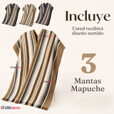 Pack 3 Poncho Manta Mapuche Niño Fiestas Patrias