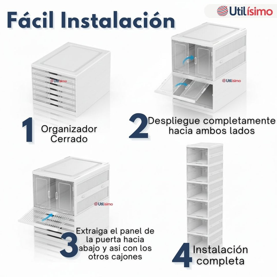Zapatera Plegable 6 Niveles Cajas Organizadoras Apilable Color Blanco