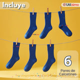 Pack 6 Calcetínes Escolares Corto Bambú Azul Niños y Juvenil