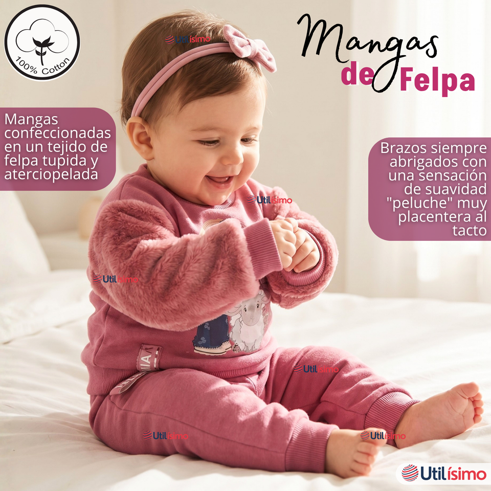 Conjunto 3 Piezas Buzo Pantalón Polerón Body De Algodón Tedmimak Burdeo Bebé Niña