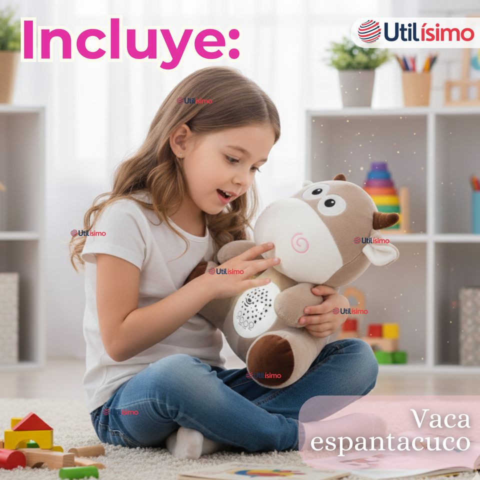 Peluche Vaca Espantacuco Con Luz Y Sonido Para Bebé Niño Niña