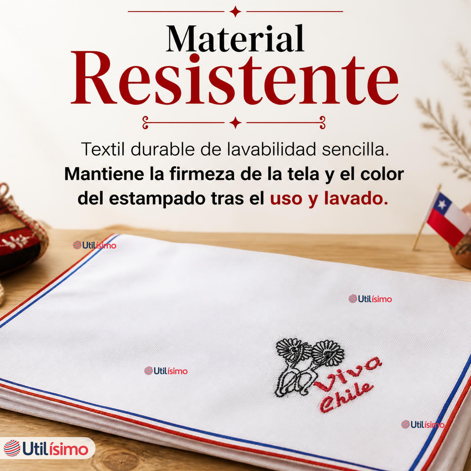 Pack 3 Pañuelos Baile Cueca 45cm Diseños Surtidos Algodón Fiestas Patrias