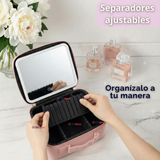 Estuche Maquillaje 2 en 1 Bolso Cosmetiquero Espejo Con Luz Led Organizador