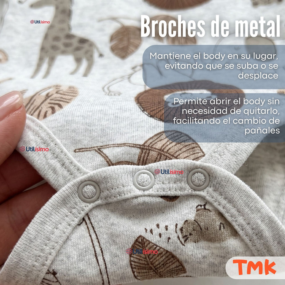 Pack 4 Bodys Manga Larga 100% Algodón Tedmimak Sweet Nature Bebé Niño