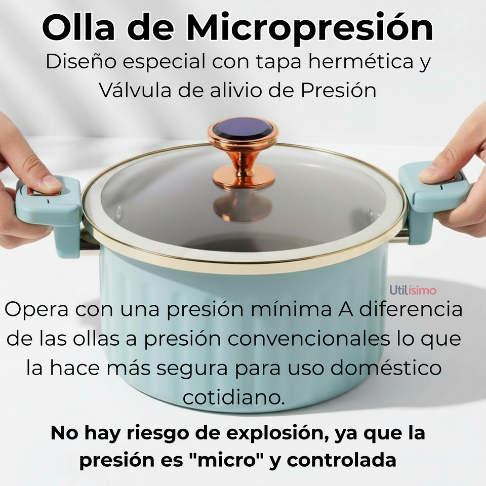 Olla de Micro Presión Esmalte Antiadherente Capacidad 12 Litros Color Azul